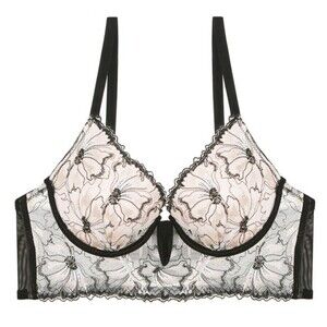 Youmita Black Floral Longline 34B Bra NWT